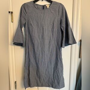 Jcrew bell sleeve Striped Blue Dress